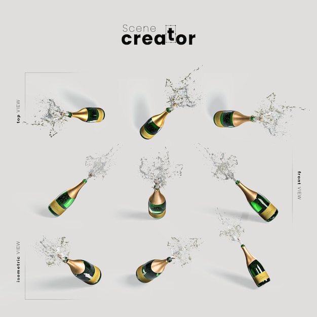 PSD champagne variety angles christmas scene creator