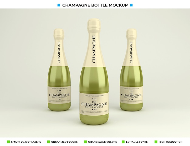 Champagnefles mockup geïsoleerd