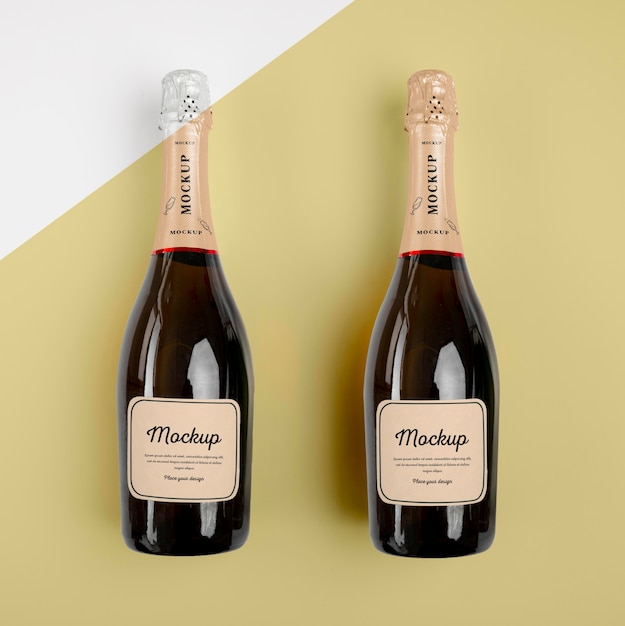 Champagneflessen met mock-up