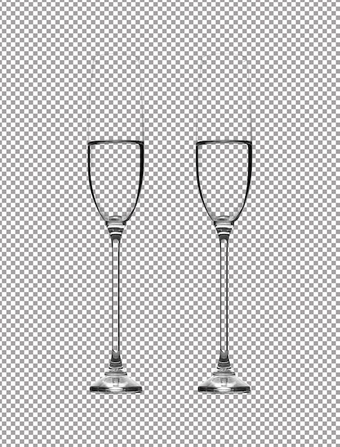 PSD champagneglas met water geïsoleerd op wit