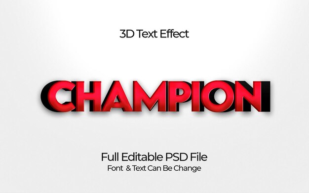 PSD Чемпион 3d текстовый эффект