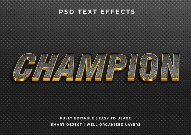 Champion gold text effect editable