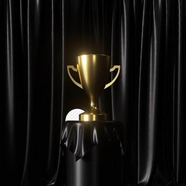 Championship golden trophy sports award concept of success and achievement