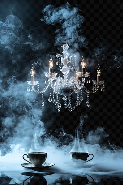 PSD a chandelier with smoke coming out of it