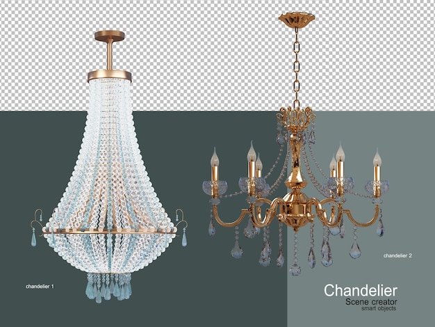 Chandeliers of various styles