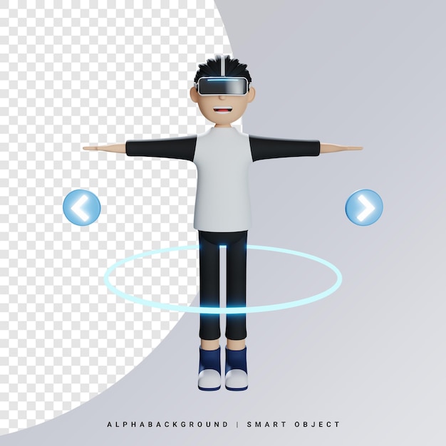 PSD change avatar in metaverse full body 3d icon illustration