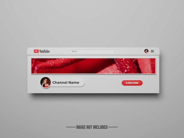 Grafica del canale con mockup di banner di youtube