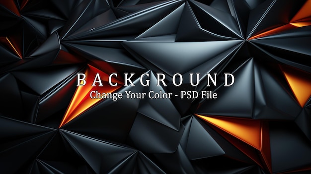 PSD chaotic black and orange background futuristic background with polygonal shape