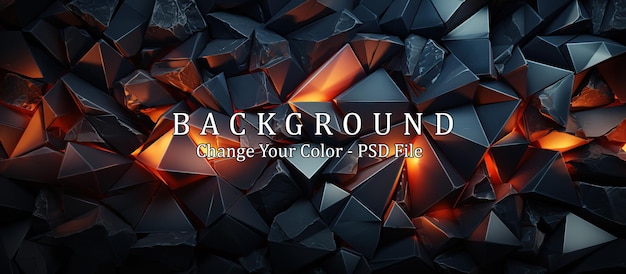 Chaotic black and orange background futuristic background with polygonal shape