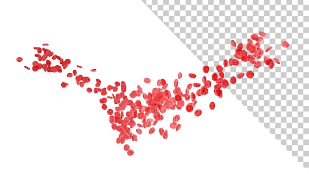 PSD 無秩序に浮遊する血液細胞顕微鏡下の赤血球3dレンダリング医学の概念