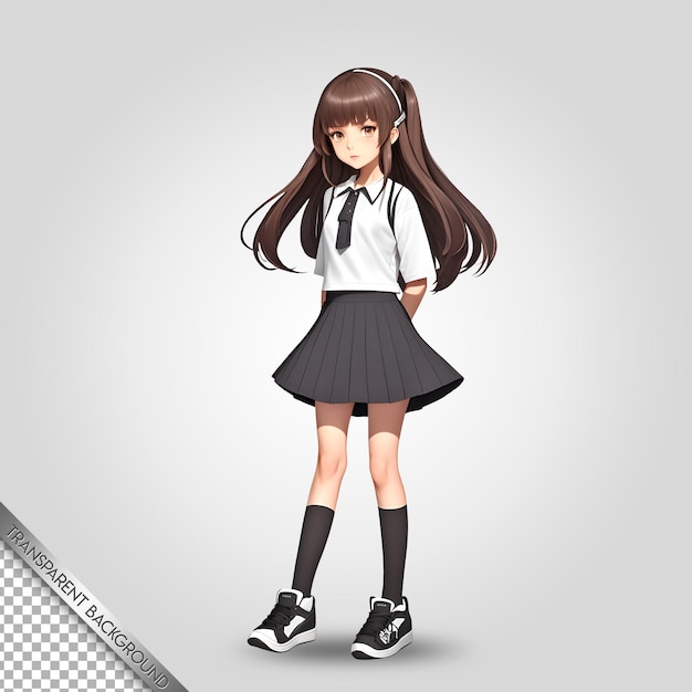 PSD Персонаж японского аниме в стиле прозрачный фон