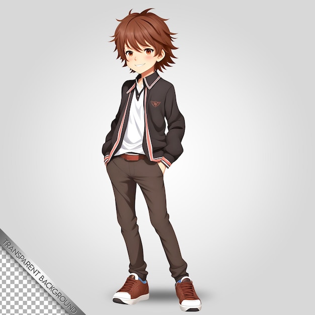 PSD 캐릭터 일본 애니메이션 스타일 투명 배경