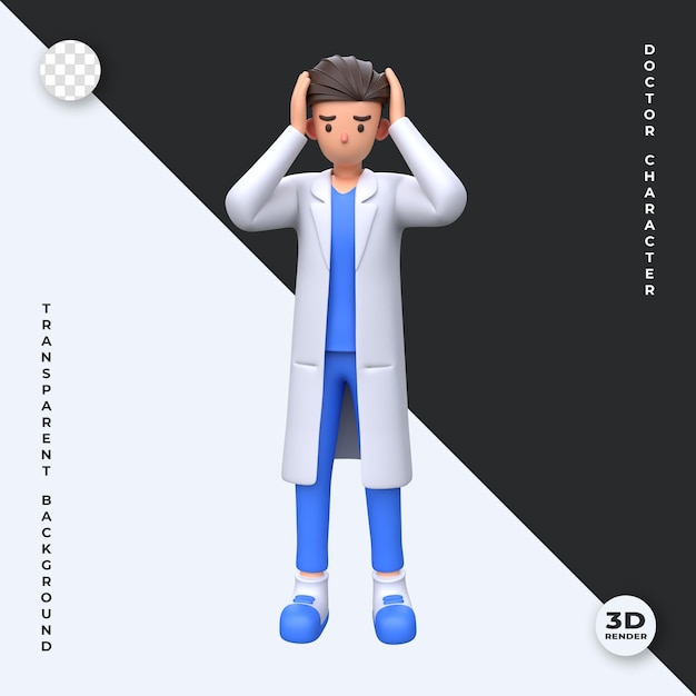 PSD a character that is in a white coat with his hands up.