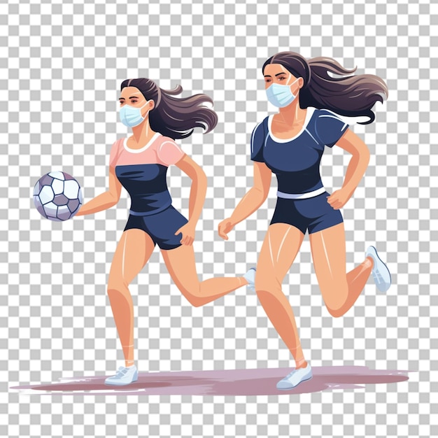 PSD スポーツウェアを着た女性が白い背景で孤立して走っている 3dレンダリングイラスト