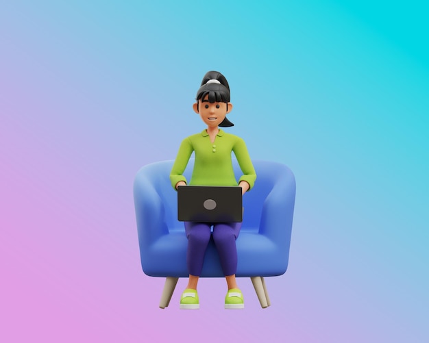 Женщины-персонажи 3D-иллюстрация