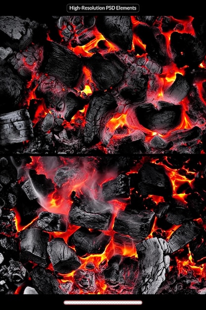 PSD charcoal ash fire burning hot