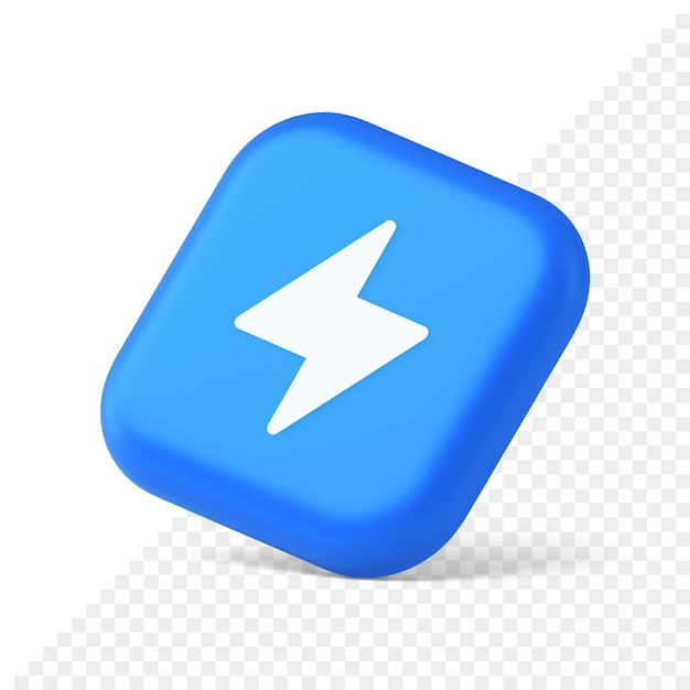 Charge power lightning button electricity thunderbolt arrow 3d realistic isometric icon