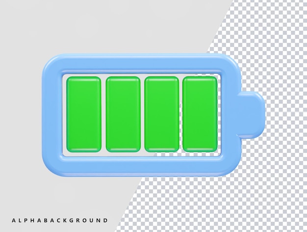 PSD illustrazione del rendering 3d dell'icona della batteria in carica