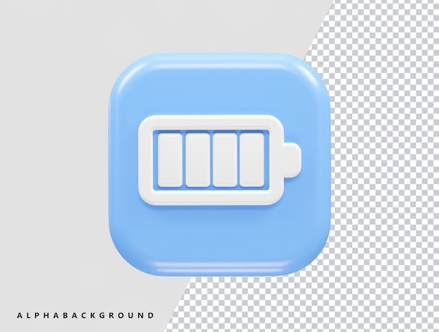 Illustrazione del rendering 3d dell'icona della batteria in carica