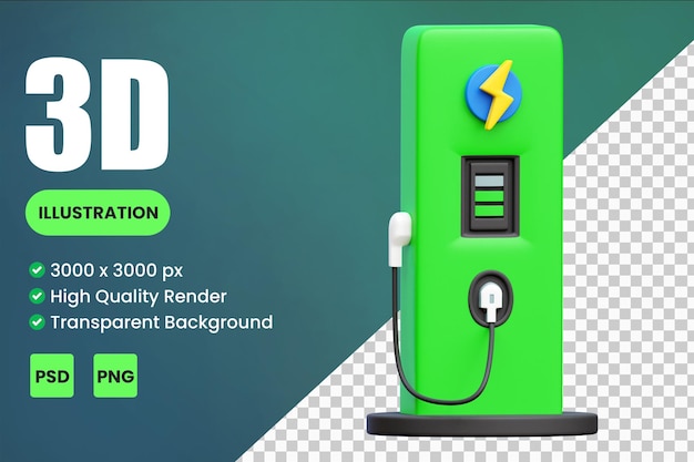 PSD charging station 3d icon illustrations