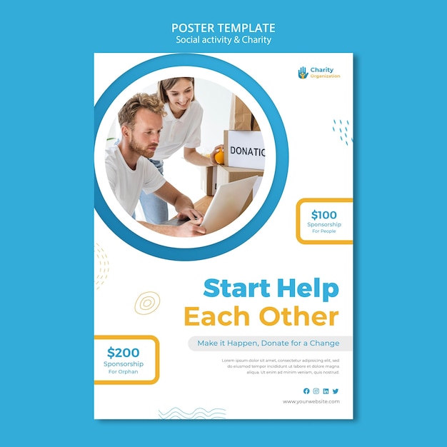 PSD charity activities poster template
