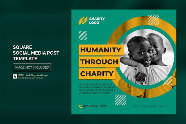 PSD charity activity campagne vierkant social media post template