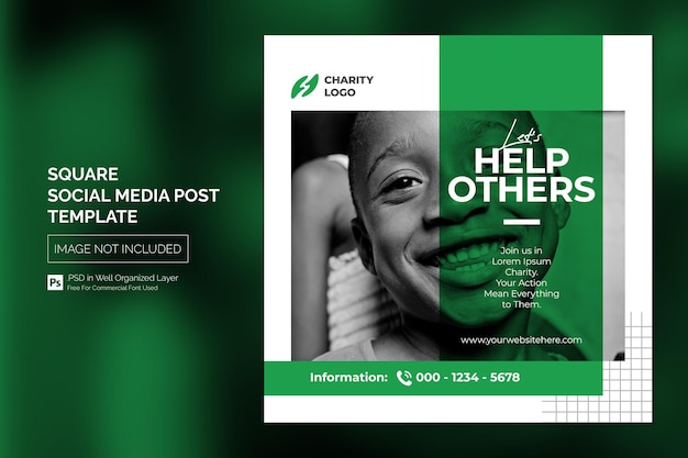 Charity activity campaign square social media post template