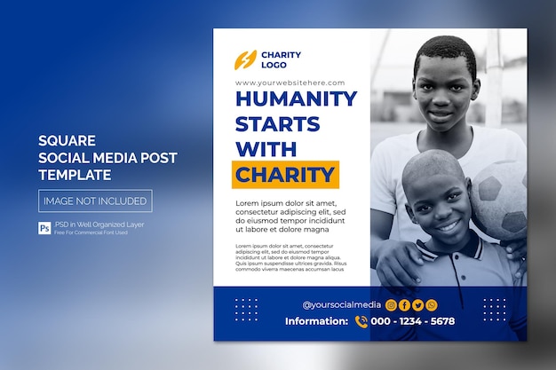 Charity activity campaign square social media post template