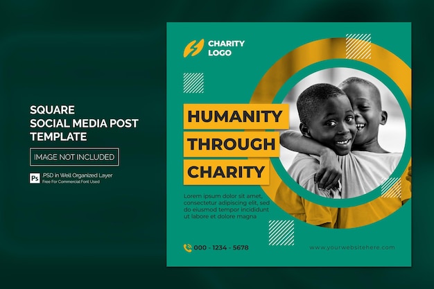 PSD charity activity campaign square social media post template