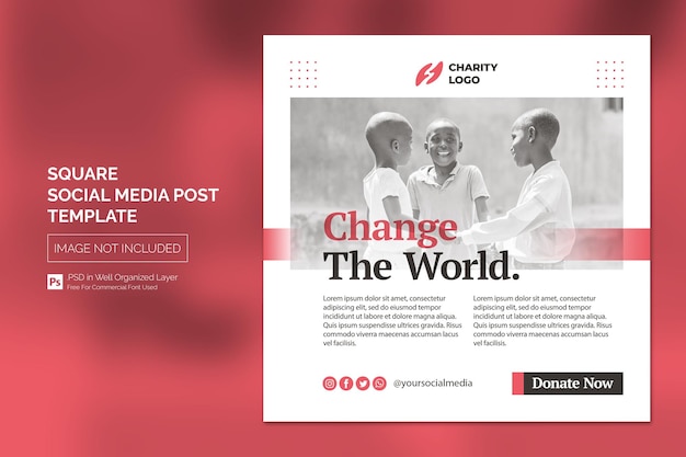 Charity activity campaign square social media post template