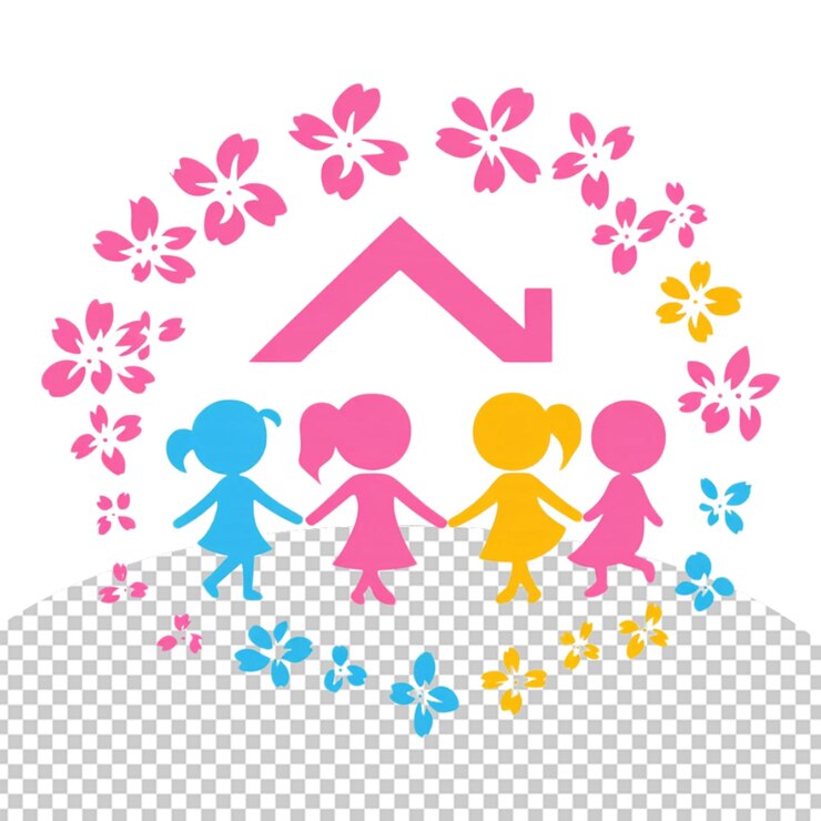 PSD 자선 단체 다채로운 로고 png 일러스트레이션