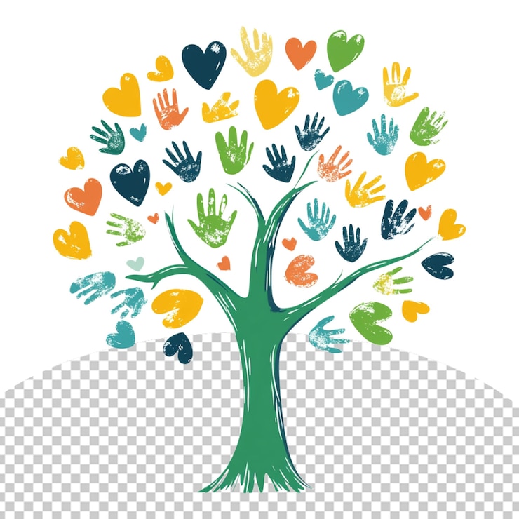 PSD charity multicolor logo png illustration