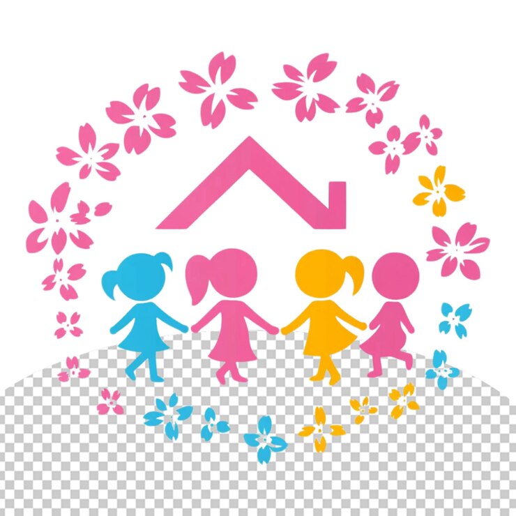 PSD 자선 단체 다채로운 로고 png 일러스트레이션