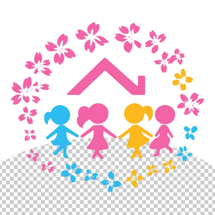 PSD 자선 단체 다채로운 로고 png 일러스트레이션