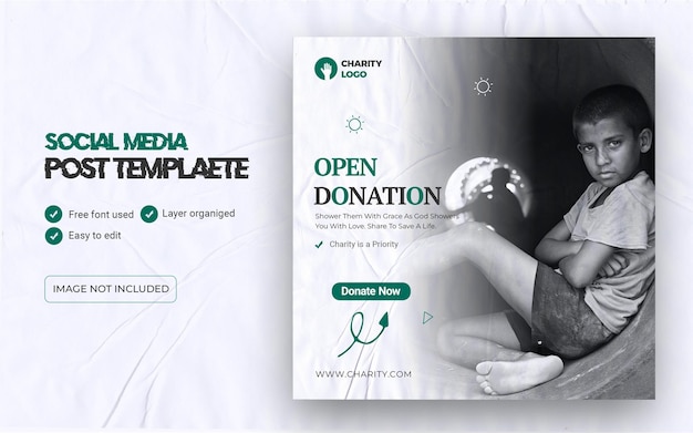 PSD charity social media post design template