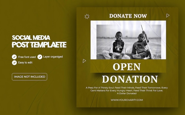 Charity social media post design template