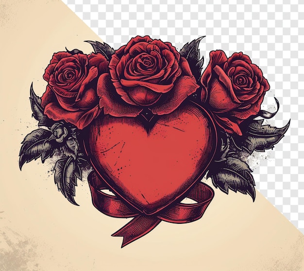 PSD charles burns zainspirował red heart roses ribbon royalty