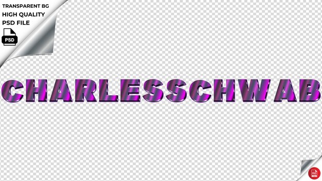 PSD charlesschwab typografie paarse licht tekst metalen psd transparant