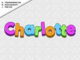 PSD charlotte typography text colorful craft spring psd transparent