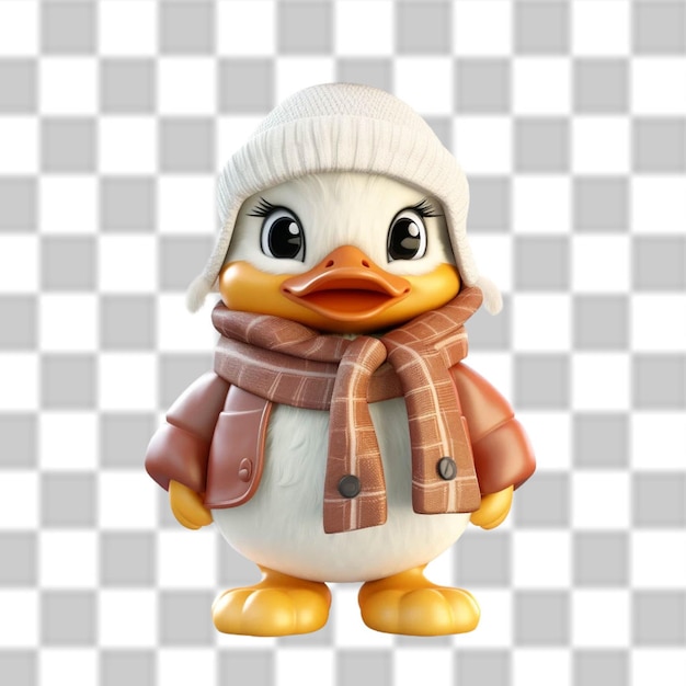 Charmant 3D Leuke Baby Duck Gekleed voor een Winter Avontuur png