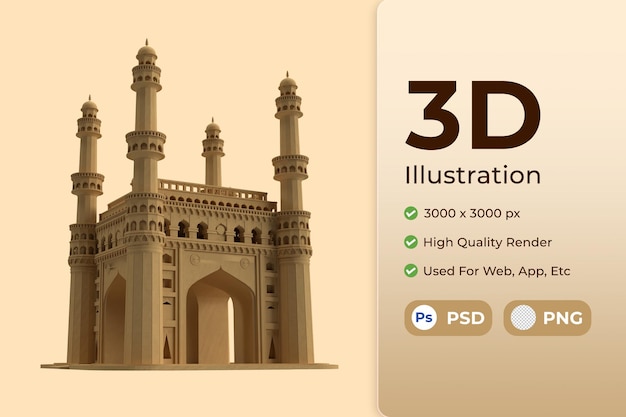 PSD charminar 3d