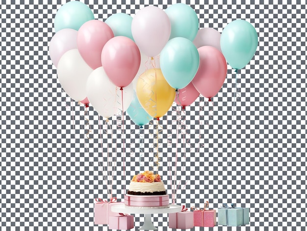 PSD charming birthday decorations isolated on transparent background