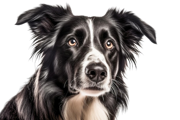 A charming black and white dog staring at the viewer generative ai