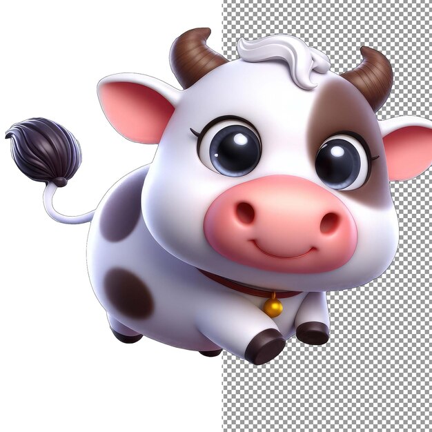 PSD charming bovine isolated 3d cute cow on png background