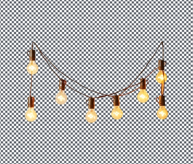 Charming decorative string lights on transparent background