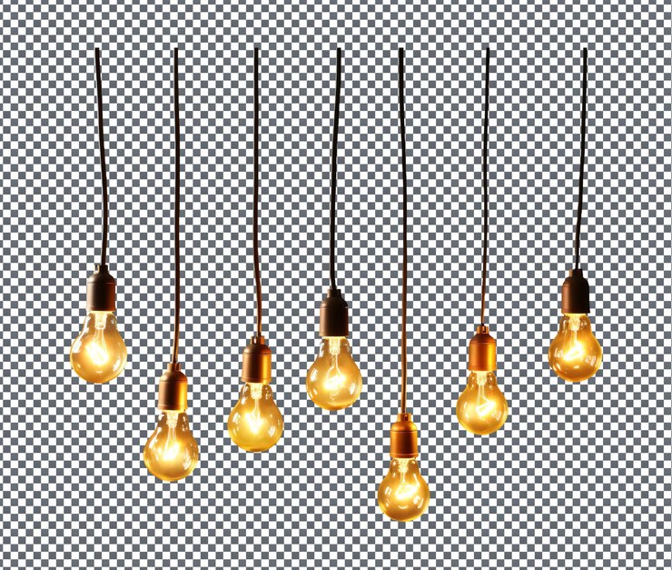 PSD charming decorative string lights on transparent background