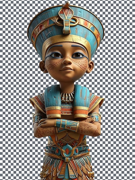 PSD charming egyptian pharaoh character isolated on transparent background