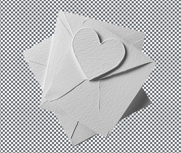 PSD Очаровательные рельефные карты в форме сердца, выделенные на прозрачном фоне