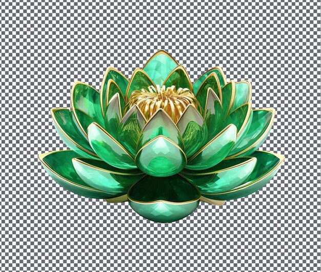 PSD charming emerald lotus elegance isolated on transparent background