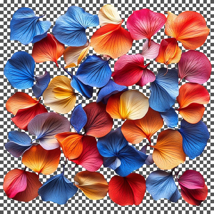 PSD charming flower petal scatter isolated on transparent background